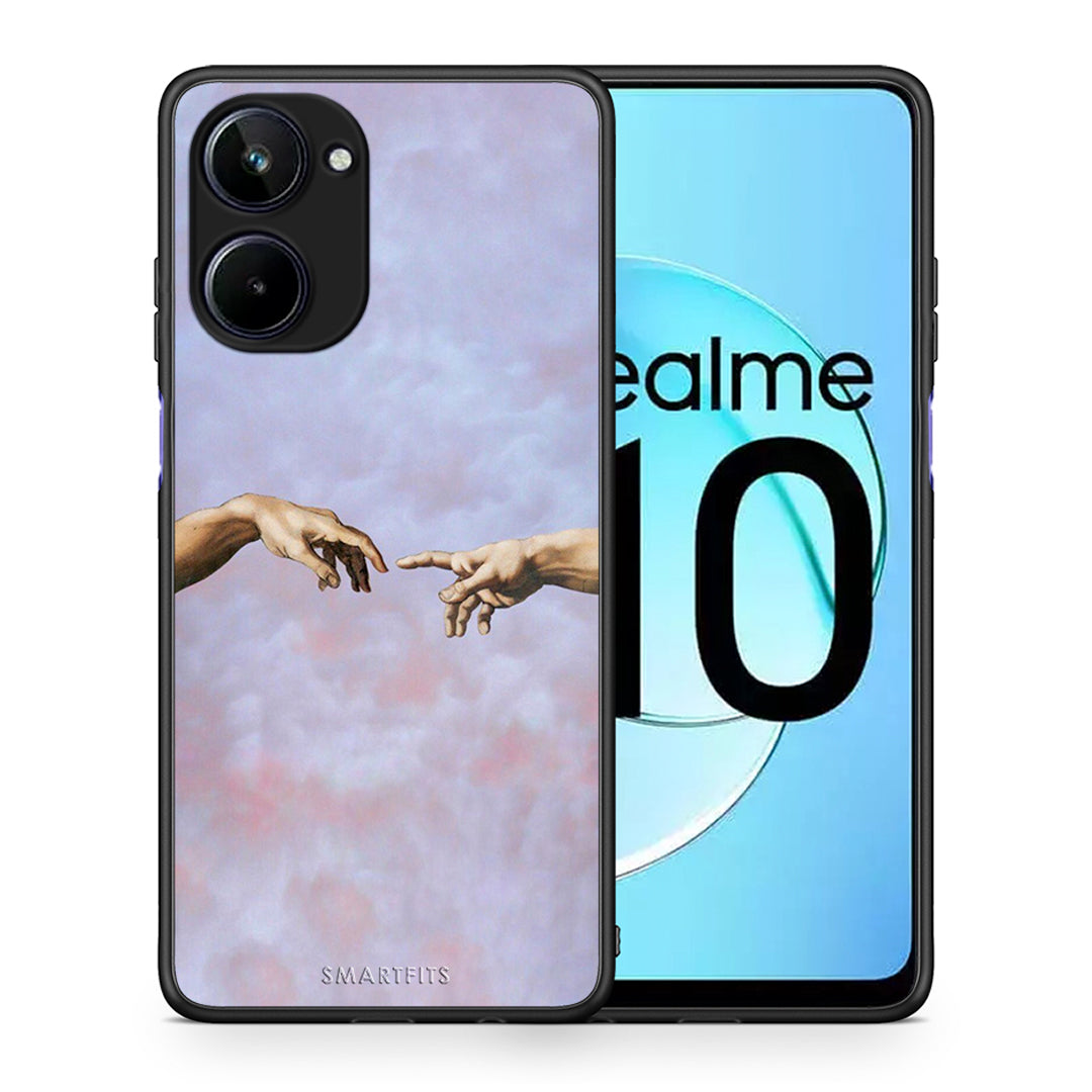 Θήκη Realme 10 Adam Hand από τη Smartfits με σχέδιο στο πίσω μέρος και μαύρο περίβλημα | Realme 10 Adam Hand Case with Colorful Back and Black Bezels