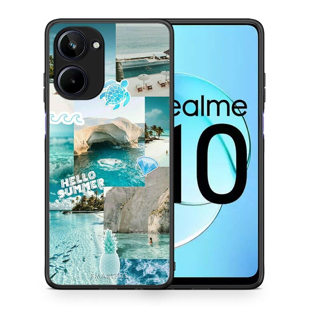 Θήκη Realme 10 Aesthetic Summer από τη Smartfits με σχέδιο στο πίσω μέρος και μαύρο περίβλημα | Realme 10 Aesthetic Summer Case with Colorful Back and Black Bezels