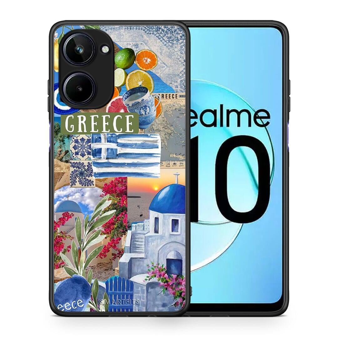 Θήκη Realme 10 All Greek από τη Smartfits με σχέδιο στο πίσω μέρος και μαύρο περίβλημα | Realme 10 All Greek Case with Colorful Back and Black Bezels