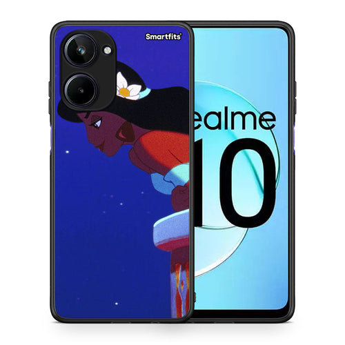 Θήκη Realme 10 Alladin And Jasmine Love 2 από τη Smartfits με σχέδιο στο πίσω μέρος και μαύρο περίβλημα | Realme 10 Alladin And Jasmine Love 2 Case with Colorful Back and Black Bezels