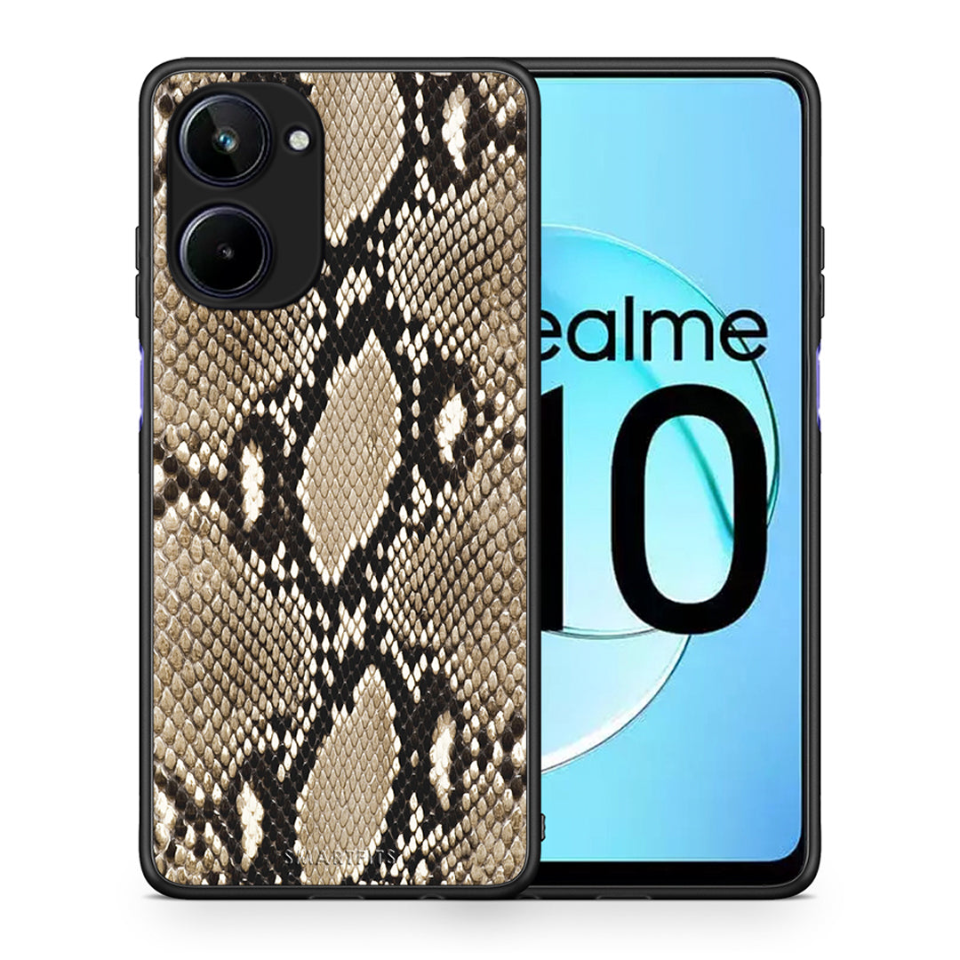 Θήκη Realme 10 Animal Fashion Snake από τη Smartfits με σχέδιο στο πίσω μέρος και μαύρο περίβλημα | Realme 10 Animal Fashion Snake Case with Colorful Back and Black Bezels