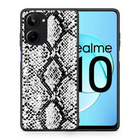 Thumbnail for Θήκη Realme 10 Animal White Snake από τη Smartfits με σχέδιο στο πίσω μέρος και μαύρο περίβλημα | Realme 10 Animal White Snake Case with Colorful Back and Black Bezels