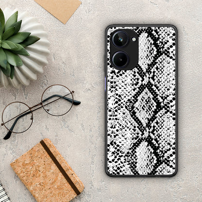 Θήκη Realme 10 Animal White Snake από τη Smartfits με σχέδιο στο πίσω μέρος και μαύρο περίβλημα | Realme 10 Animal White Snake Case with Colorful Back and Black Bezels