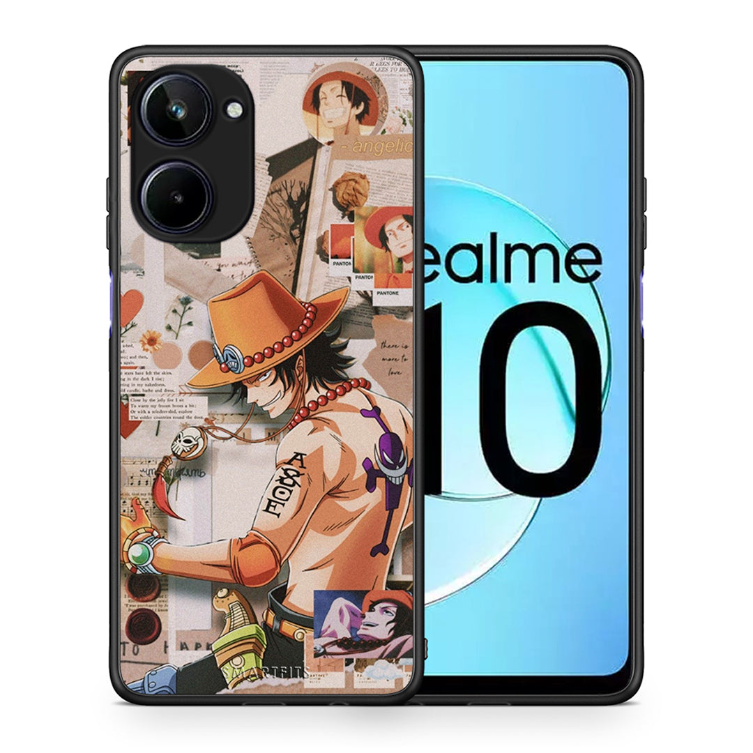 Θήκη Realme 10 Anime Collage από τη Smartfits με σχέδιο στο πίσω μέρος και μαύρο περίβλημα | Realme 10 Anime Collage Case with Colorful Back and Black Bezels