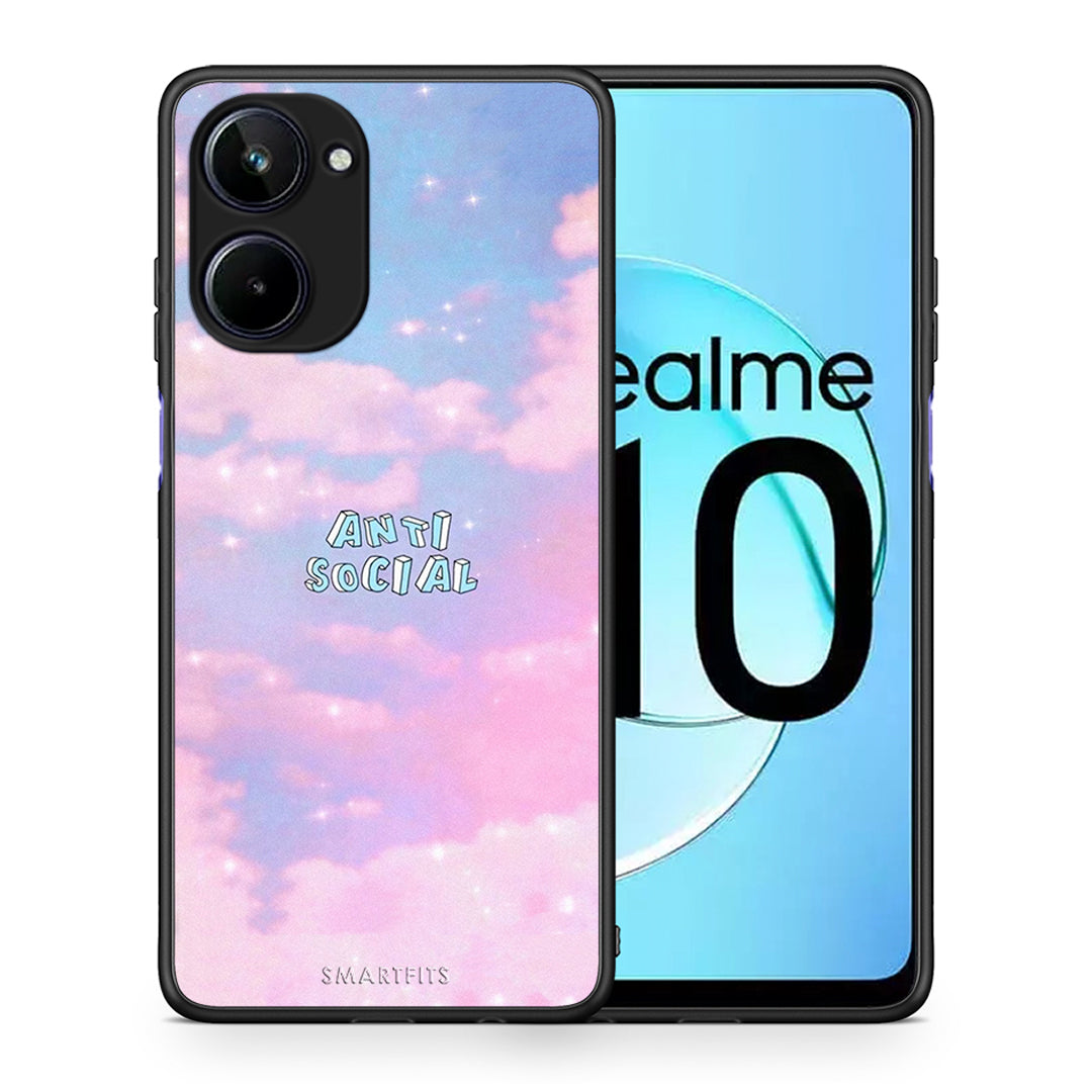 Θήκη Realme 10 Anti Social από τη Smartfits με σχέδιο στο πίσω μέρος και μαύρο περίβλημα | Realme 10 Anti Social Case with Colorful Back and Black Bezels