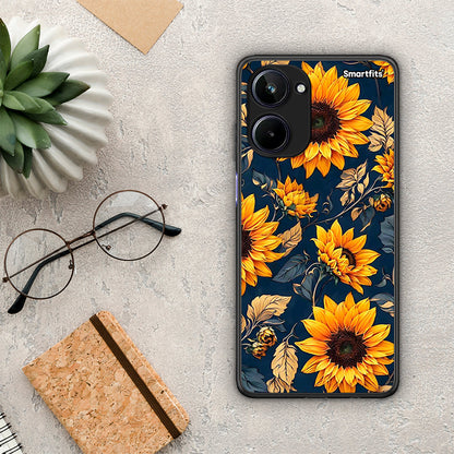 Θήκη Realme 10 Autumn Sunflowers από τη Smartfits με σχέδιο στο πίσω μέρος και μαύρο περίβλημα | Realme 10 Autumn Sunflowers Case with Colorful Back and Black Bezels