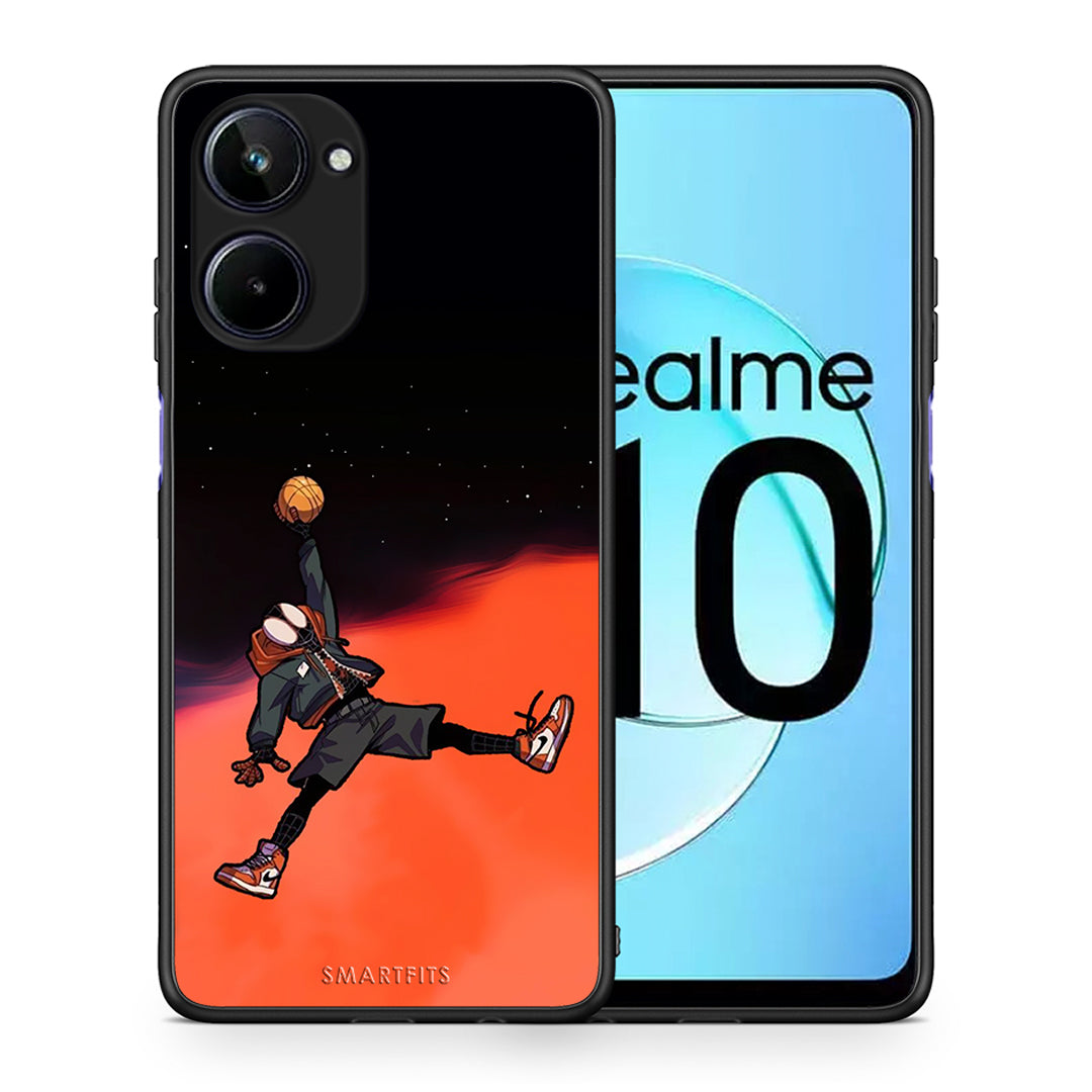 Θήκη Realme 10 Basketball Hero από τη Smartfits με σχέδιο στο πίσω μέρος και μαύρο περίβλημα | Realme 10 Basketball Hero Case with Colorful Back and Black Bezels