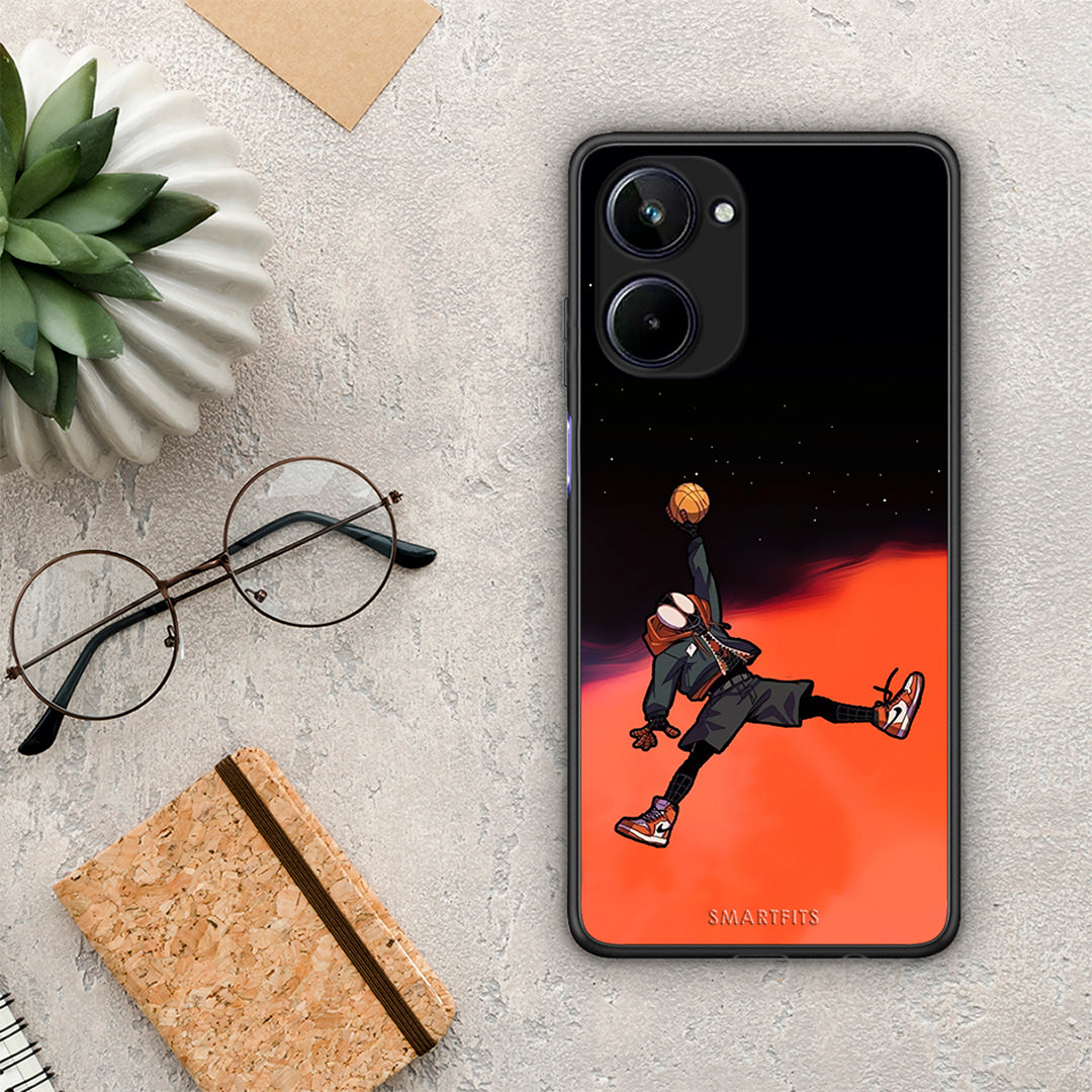 Θήκη Realme 10 Basketball Hero από τη Smartfits με σχέδιο στο πίσω μέρος και μαύρο περίβλημα | Realme 10 Basketball Hero Case with Colorful Back and Black Bezels