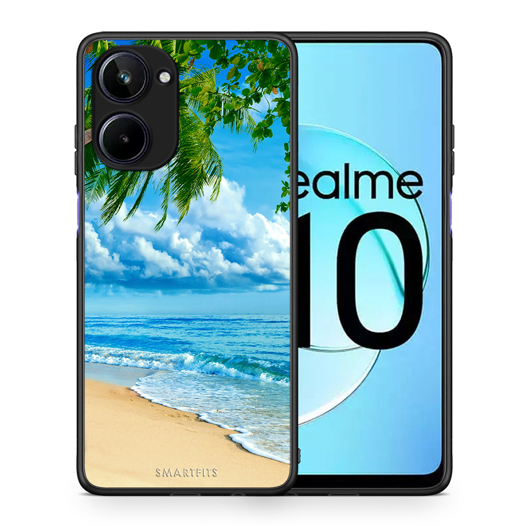 Θήκη Realme 10 Beautiful Beach από τη Smartfits με σχέδιο στο πίσω μέρος και μαύρο περίβλημα | Realme 10 Beautiful Beach Case with Colorful Back and Black Bezels