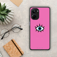 Thumbnail for Θήκη Realme 10 Blue Eye Pink από τη Smartfits με σχέδιο στο πίσω μέρος και μαύρο περίβλημα | Realme 10 Blue Eye Pink Case with Colorful Back and Black Bezels