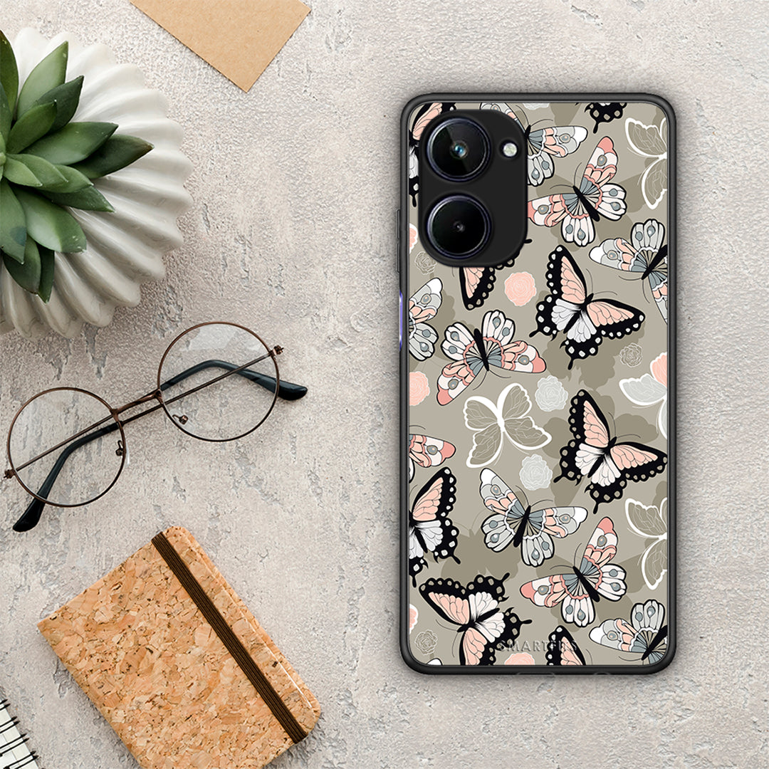 Θήκη Realme 10 Boho Butterflies από τη Smartfits με σχέδιο στο πίσω μέρος και μαύρο περίβλημα | Realme 10 Boho Butterflies Case with Colorful Back and Black Bezels