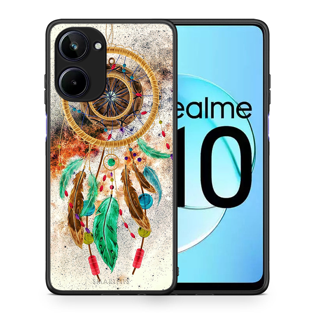 Θήκη Realme 10 Boho DreamCatcher από τη Smartfits με σχέδιο στο πίσω μέρος και μαύρο περίβλημα | Realme 10 Boho DreamCatcher Case with Colorful Back and Black Bezels