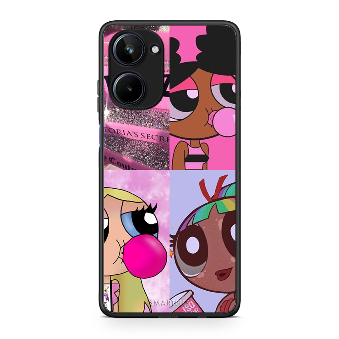Θήκη Realme 10 Bubble Girls από τη Smartfits με σχέδιο στο πίσω μέρος και μαύρο περίβλημα | Realme 10 Bubble Girls Case with Colorful Back and Black Bezels