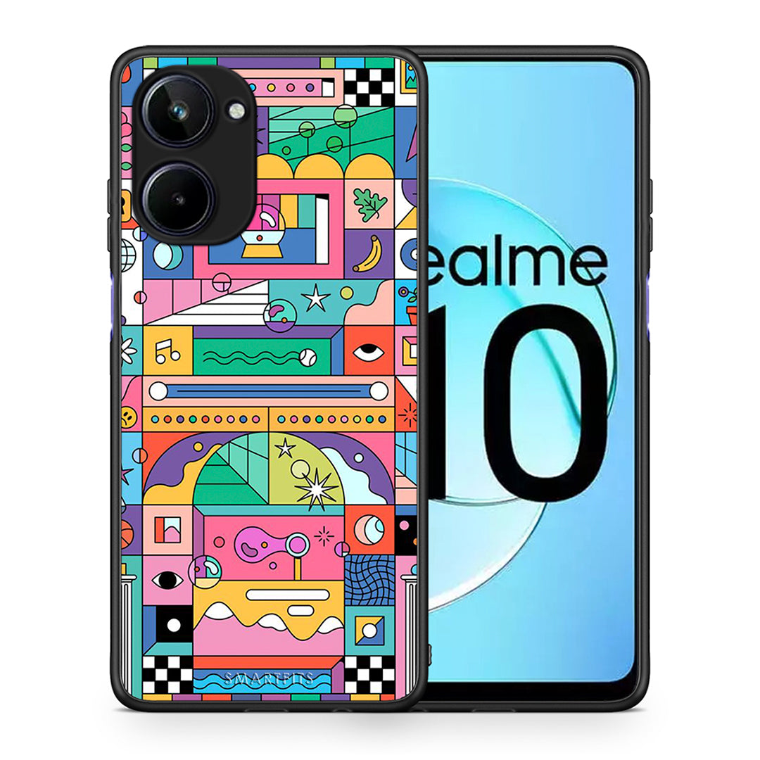 Θήκη Realme 10 Bubbles Soap από τη Smartfits με σχέδιο στο πίσω μέρος και μαύρο περίβλημα | Realme 10 Bubbles Soap Case with Colorful Back and Black Bezels