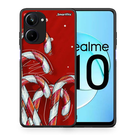 Θήκη Realme 10 Candy Cane από τη Smartfits με σχέδιο στο πίσω μέρος και μαύρο περίβλημα | Realme 10 Candy Cane Case with Colorful Back and Black Bezels