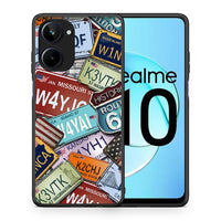 Thumbnail for Θήκη Realme 10 Car Plates από τη Smartfits με σχέδιο στο πίσω μέρος και μαύρο περίβλημα | Realme 10 Car Plates Case with Colorful Back and Black Bezels