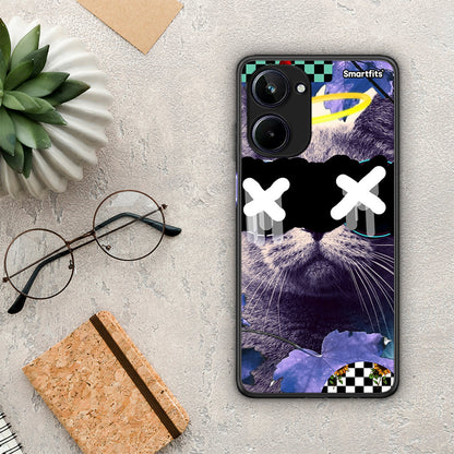 Θήκη Realme 10 Cat Collage από τη Smartfits με σχέδιο στο πίσω μέρος και μαύρο περίβλημα | Realme 10 Cat Collage Case with Colorful Back and Black Bezels