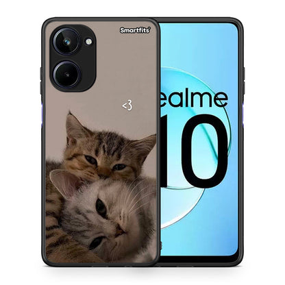 Θήκη Realme 10 Cats In Love από τη Smartfits με σχέδιο στο πίσω μέρος και μαύρο περίβλημα | Realme 10 Cats In Love Case with Colorful Back and Black Bezels