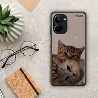 Thumbnail for Θήκη Realme 10 Cats In Love από τη Smartfits με σχέδιο στο πίσω μέρος και μαύρο περίβλημα | Realme 10 Cats In Love Case with Colorful Back and Black Bezels
