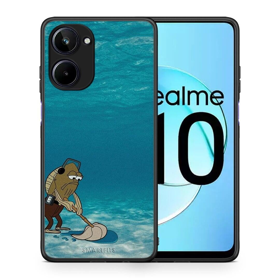 Θήκη Realme 10 Clean The Ocean από τη Smartfits με σχέδιο στο πίσω μέρος και μαύρο περίβλημα | Realme 10 Clean The Ocean Case with Colorful Back and Black Bezels