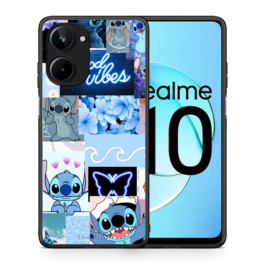 Θήκη Realme 10 Collage Good Vibes από τη Smartfits με σχέδιο στο πίσω μέρος και μαύρο περίβλημα | Realme 10 Collage Good Vibes Case with Colorful Back and Black Bezels
