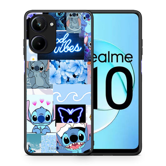 Θήκη Realme 10 Collage Good Vibes από τη Smartfits με σχέδιο στο πίσω μέρος και μαύρο περίβλημα | Realme 10 Collage Good Vibes Case with Colorful Back and Black Bezels