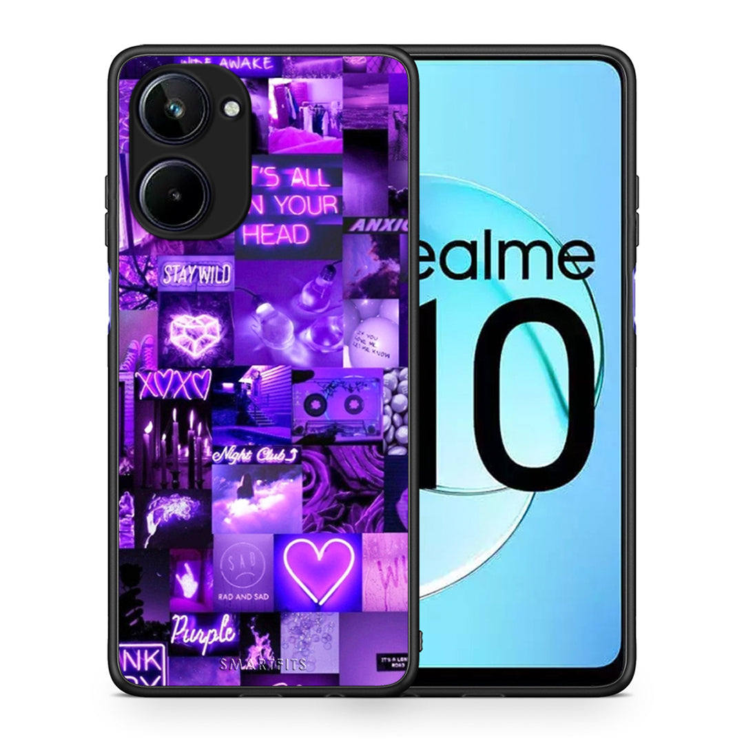 Θήκη Realme 10 Collage Stay Wild από τη Smartfits με σχέδιο στο πίσω μέρος και μαύρο περίβλημα | Realme 10 Collage Stay Wild Case with Colorful Back and Black Bezels