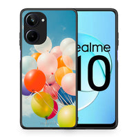 Thumbnail for Θήκη Realme 10 Colorful Balloons από τη Smartfits με σχέδιο στο πίσω μέρος και μαύρο περίβλημα | Realme 10 Colorful Balloons Case with Colorful Back and Black Bezels