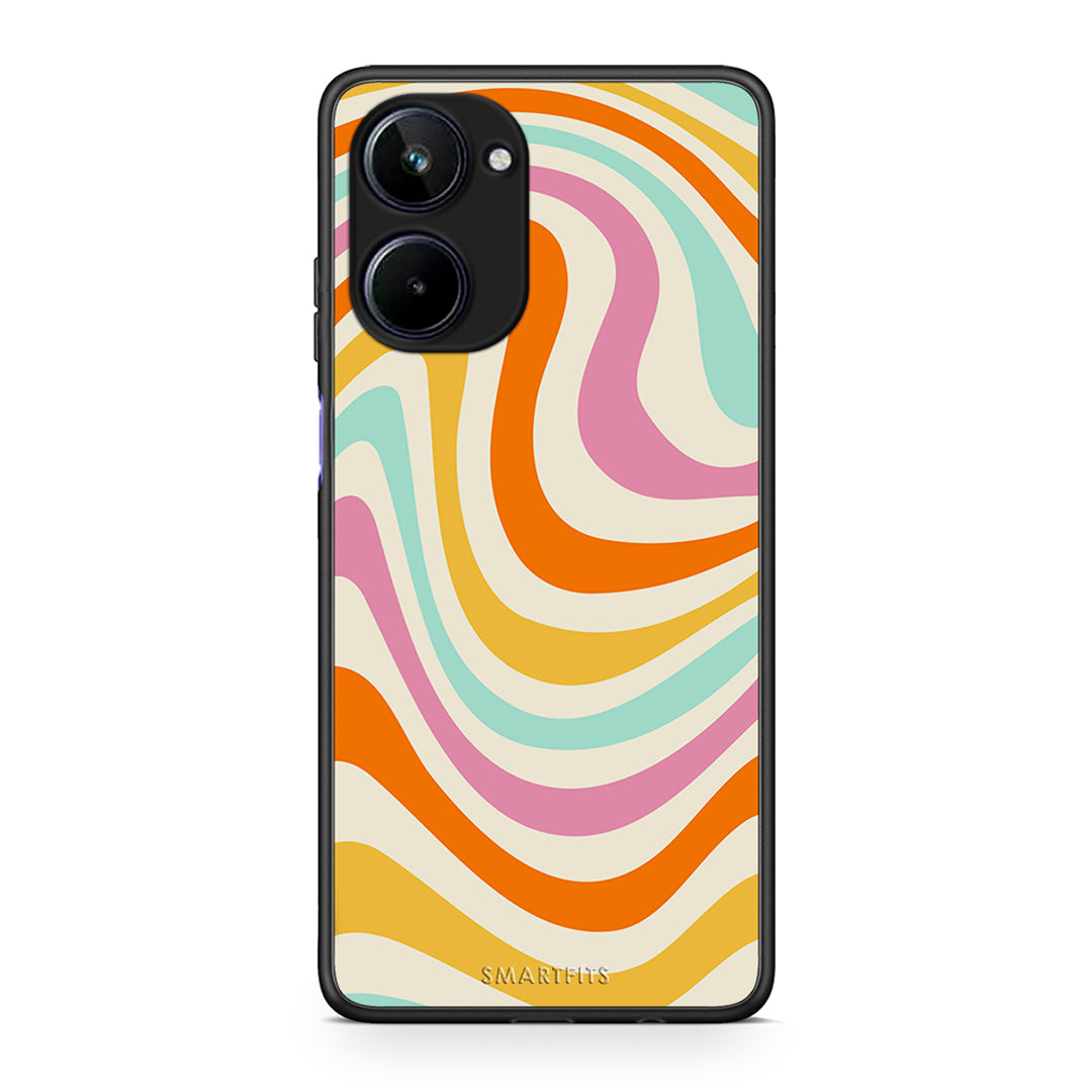 Θήκη Realme 10 Colourful Waves από τη Smartfits με σχέδιο στο πίσω μέρος και μαύρο περίβλημα | Realme 10 Colourful Waves Case with Colorful Back and Black Bezels