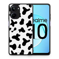 Thumbnail for Θήκη Realme 10 Cow Print από τη Smartfits με σχέδιο στο πίσω μέρος και μαύρο περίβλημα | Realme 10 Cow Print Case with Colorful Back and Black Bezels