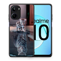 Thumbnail for Θήκη Realme 10 Cute Tiger από τη Smartfits με σχέδιο στο πίσω μέρος και μαύρο περίβλημα | Realme 10 Cute Tiger Case with Colorful Back and Black Bezels