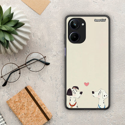 Θήκη Realme 10 Dalmatians Love από τη Smartfits με σχέδιο στο πίσω μέρος και μαύρο περίβλημα | Realme 10 Dalmatians Love Case with Colorful Back and Black Bezels