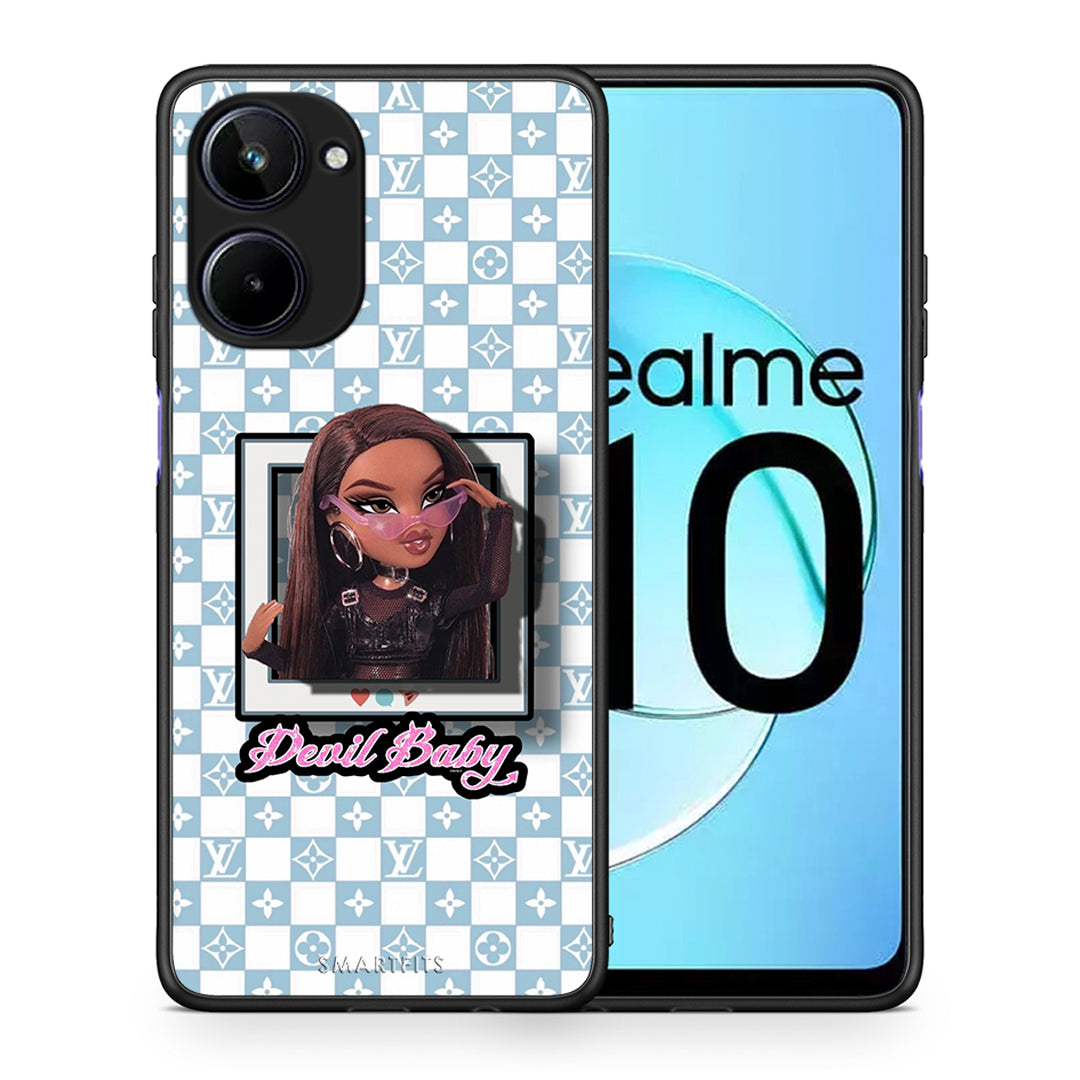 Θήκη Realme 10 Devil Baby από τη Smartfits με σχέδιο στο πίσω μέρος και μαύρο περίβλημα | Realme 10 Devil Baby Case with Colorful Back and Black Bezels