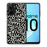 Thumbnail for Θήκη Realme 10 Doodle Art από τη Smartfits με σχέδιο στο πίσω μέρος και μαύρο περίβλημα | Realme 10 Doodle Art Case with Colorful Back and Black Bezels