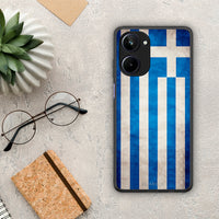 Thumbnail for Θήκη Realme 10 Flag Greek από τη Smartfits με σχέδιο στο πίσω μέρος και μαύρο περίβλημα | Realme 10 Flag Greek Case with Colorful Back and Black Bezels