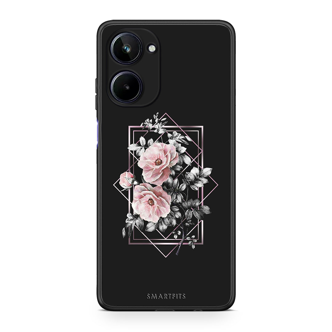 Θήκη Realme 10 Flower Frame από τη Smartfits με σχέδιο στο πίσω μέρος και μαύρο περίβλημα | Realme 10 Flower Frame Case with Colorful Back and Black Bezels