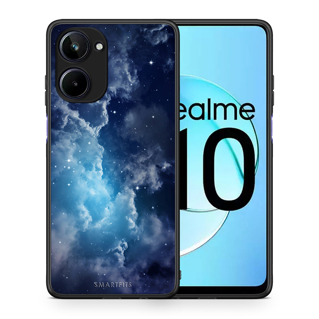 Θήκη Realme 10 Galactic Blue Sky από τη Smartfits με σχέδιο στο πίσω μέρος και μαύρο περίβλημα | Realme 10 Galactic Blue Sky Case with Colorful Back and Black Bezels