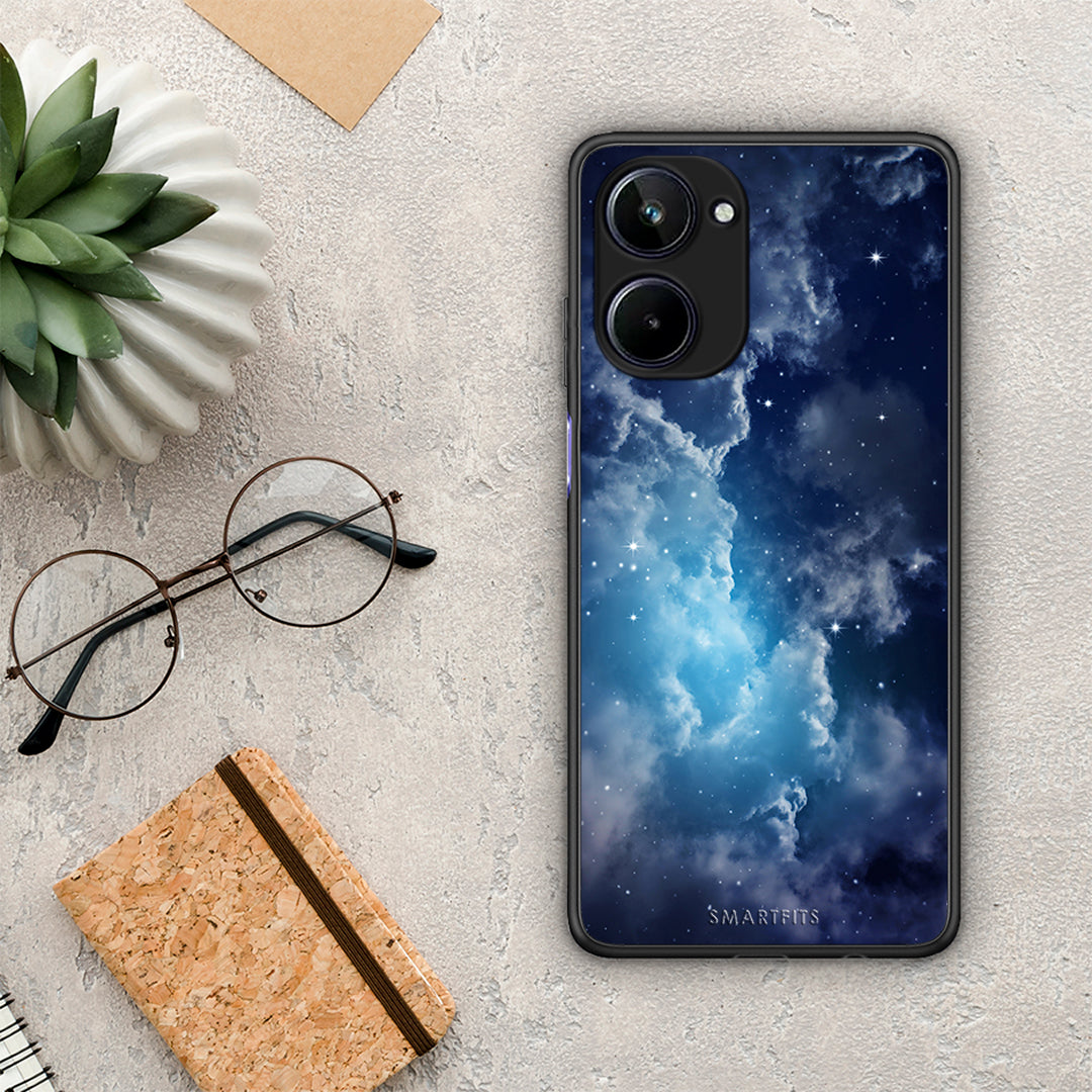 Θήκη Realme 10 Galactic Blue Sky από τη Smartfits με σχέδιο στο πίσω μέρος και μαύρο περίβλημα | Realme 10 Galactic Blue Sky Case with Colorful Back and Black Bezels