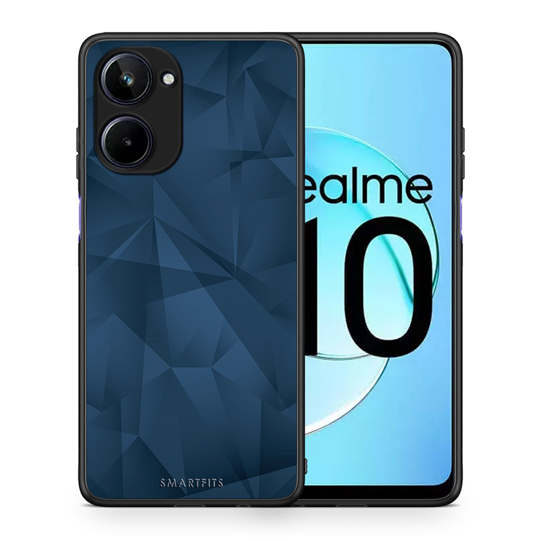 Θήκη Realme 10 Geometric Blue Abstract από τη Smartfits με σχέδιο στο πίσω μέρος και μαύρο περίβλημα | Realme 10 Geometric Blue Abstract Case with Colorful Back and Black Bezels
