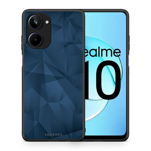 Θήκη Realme 10 Geometric Blue Abstract από τη Smartfits με σχέδιο στο πίσω μέρος και μαύρο περίβλημα | Realme 10 Geometric Blue Abstract Case with Colorful Back and Black Bezels