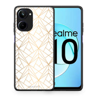 Thumbnail for Θήκη Realme 10 Geometric Luxury White από τη Smartfits με σχέδιο στο πίσω μέρος και μαύρο περίβλημα | Realme 10 Geometric Luxury White Case with Colorful Back and Black Bezels