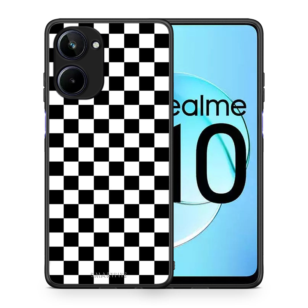 Θήκη Realme 10 Geometric Squares από τη Smartfits με σχέδιο στο πίσω μέρος και μαύρο περίβλημα | Realme 10 Geometric Squares Case with Colorful Back and Black Bezels