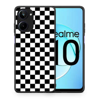 Thumbnail for Θήκη Realme 10 Geometric Squares από τη Smartfits με σχέδιο στο πίσω μέρος και μαύρο περίβλημα | Realme 10 Geometric Squares Case with Colorful Back and Black Bezels