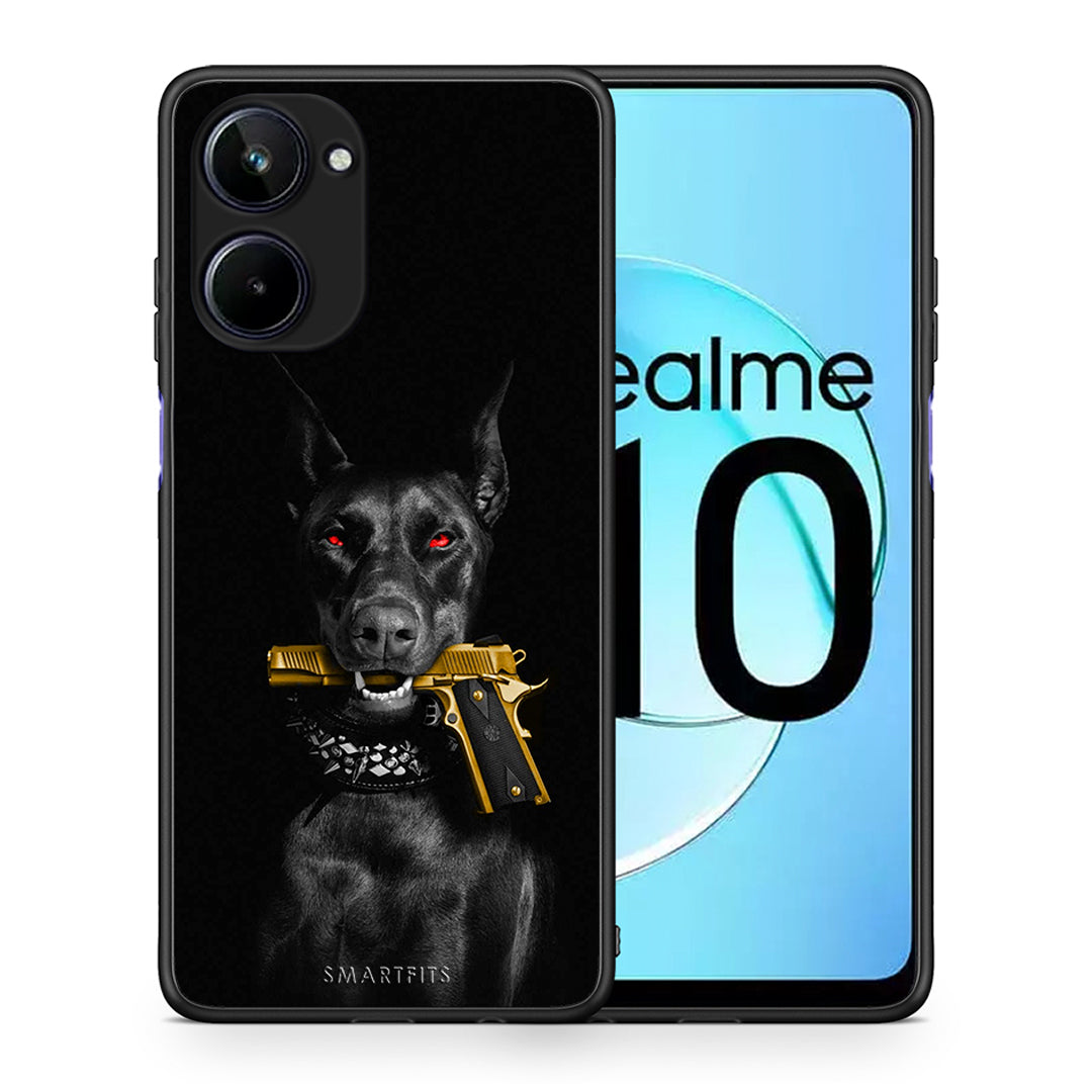 Θήκη Realme 10 Golden Gun από τη Smartfits με σχέδιο στο πίσω μέρος και μαύρο περίβλημα | Realme 10 Golden Gun Case with Colorful Back and Black Bezels