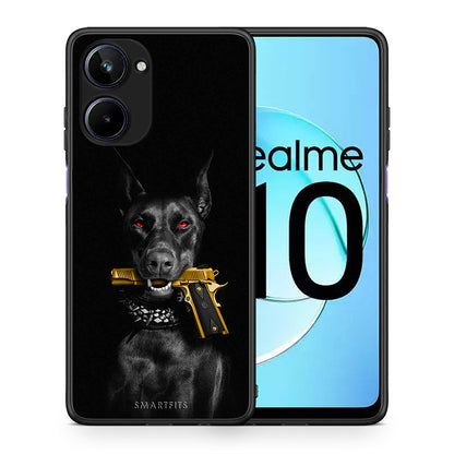 Θήκη Realme 10 Golden Gun από τη Smartfits με σχέδιο στο πίσω μέρος και μαύρο περίβλημα | Realme 10 Golden Gun Case with Colorful Back and Black Bezels