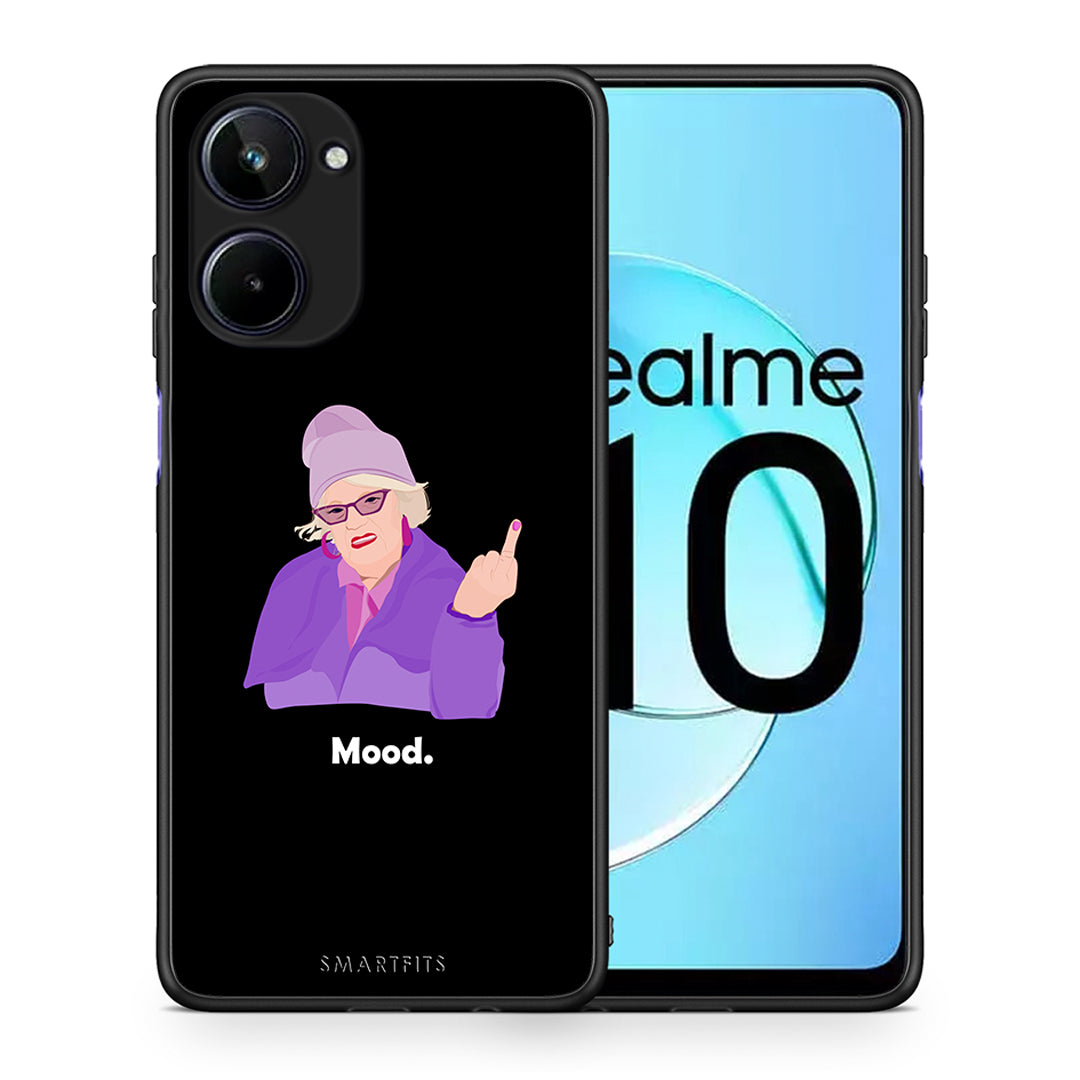 Θήκη Realme 10 Grandma Mood Black από τη Smartfits με σχέδιο στο πίσω μέρος και μαύρο περίβλημα | Realme 10 Grandma Mood Black Case with Colorful Back and Black Bezels