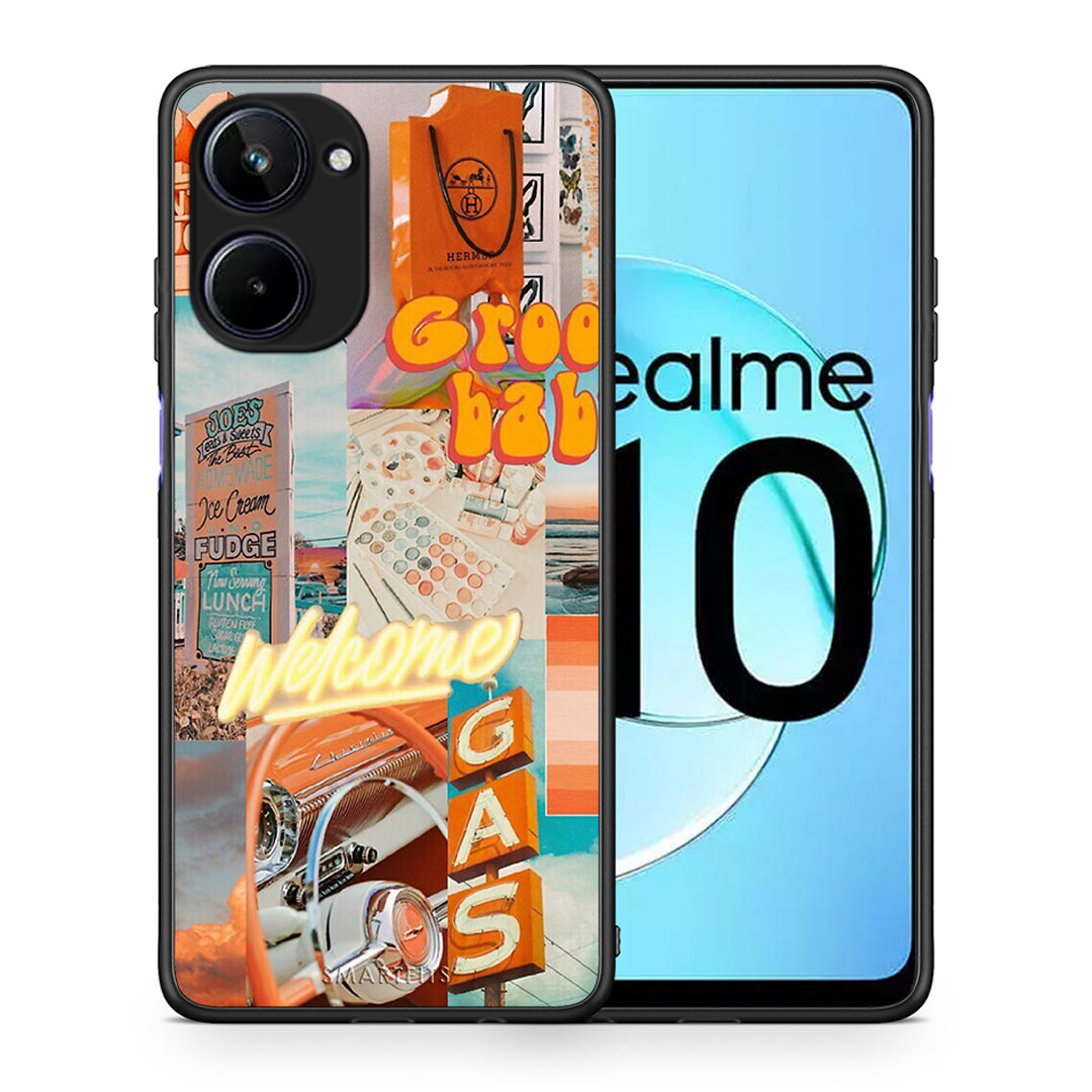 Θήκη Realme 10 Groovy Babe από τη Smartfits με σχέδιο στο πίσω μέρος και μαύρο περίβλημα | Realme 10 Groovy Babe Case with Colorful Back and Black Bezels