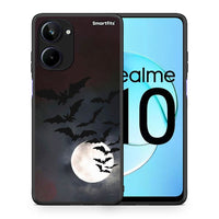 Thumbnail for Θήκη Realme 10 Halloween Bat Night από τη Smartfits με σχέδιο στο πίσω μέρος και μαύρο περίβλημα | Realme 10 Halloween Bat Night Case with Colorful Back and Black Bezels