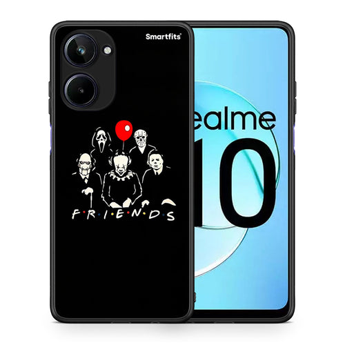 Θήκη Realme 10 Halloween Friends από τη Smartfits με σχέδιο στο πίσω μέρος και μαύρο περίβλημα | Realme 10 Halloween Friends Case with Colorful Back and Black Bezels