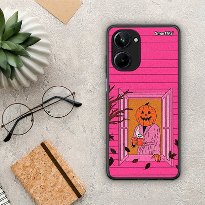 Θήκη Realme 10 Halloween Pumpkin Lady από τη Smartfits με σχέδιο στο πίσω μέρος και μαύρο περίβλημα | Realme 10 Halloween Pumpkin Lady Case with Colorful Back and Black Bezels